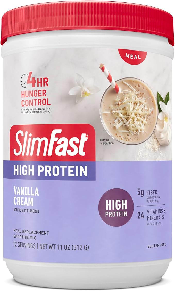 SlimFast Advanced Nutrition High Protein Meal Replacement Smoothie Mix, Vanilla Cream, Weight Loss