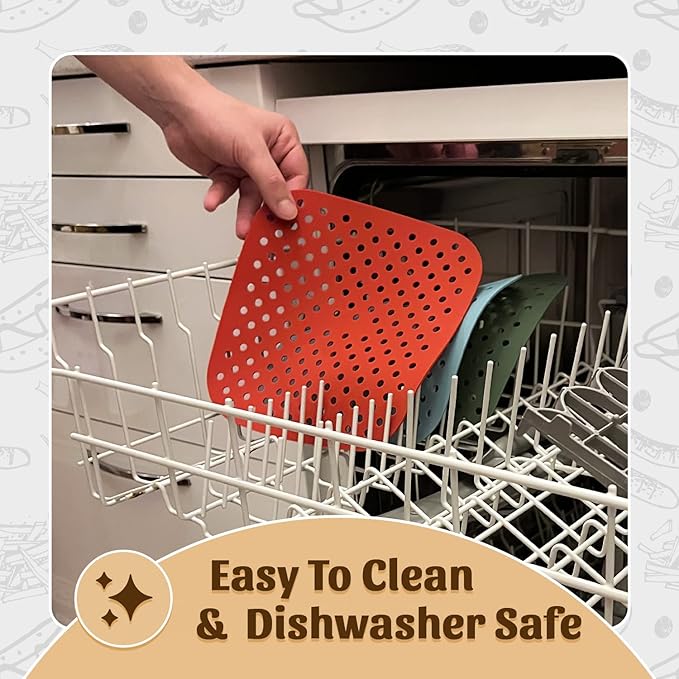 Reusable Square Silicone Air Fryer Liners (7.5 Inch, 3 Pack) by Linda’s Essentials - Non-Stick