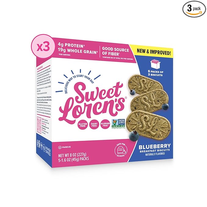 Sweet Loren's Vegan Breakfast Biscuits | Blueberry | 4g Protein, 19g Whole Grains | Plant Based
