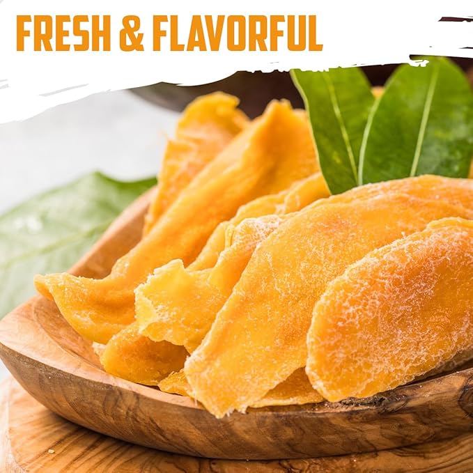 Dried Mango Slices - Soft & Juicy Sweet Dried Mango Slices Healthy Snack Delicious Texture, Chewy
