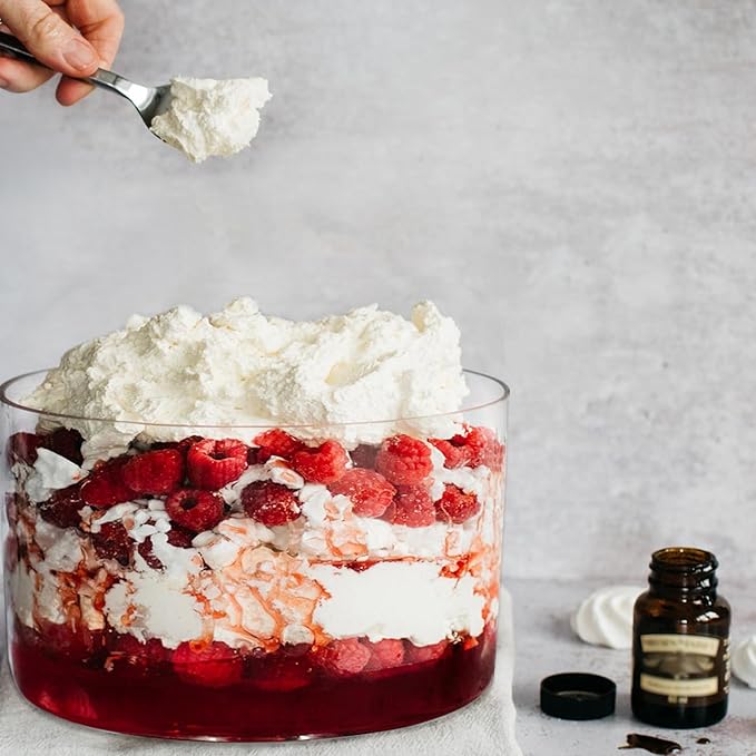 104oz Large Glass Trifle Bowl, Modern Design Clear Glass Round Dessert Centerpiece Serving Bowl for