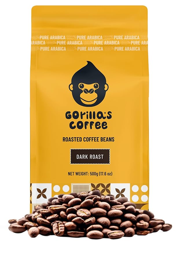 Gorilla's Coffee 100% Arabica - Dark Roast Whole Bean Coffee, Fair Trade, Full Bodied, with Notes