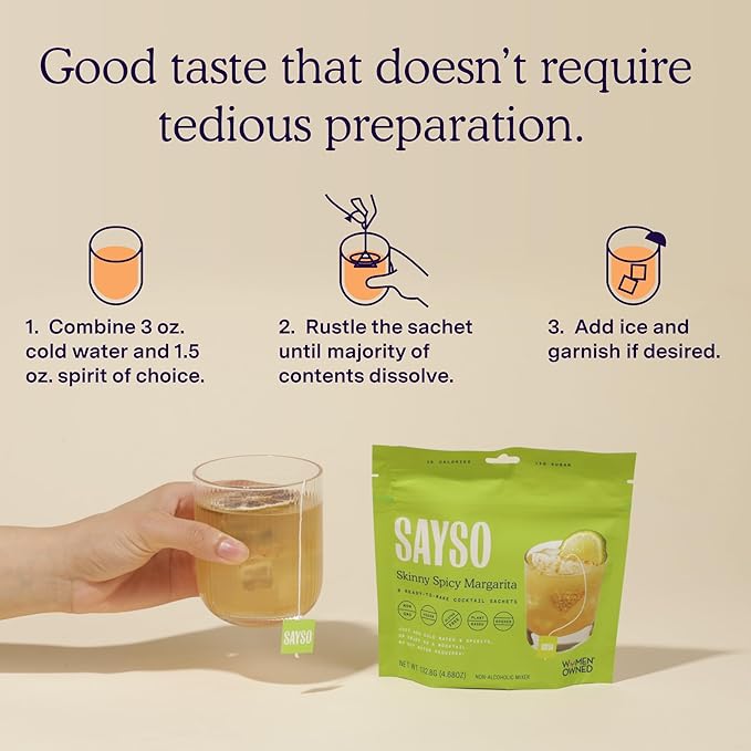SAYSO Skinny Spicy Margarita Original Cocktail Tea Bag | Cocktail or Mocktail in Under 1 Min