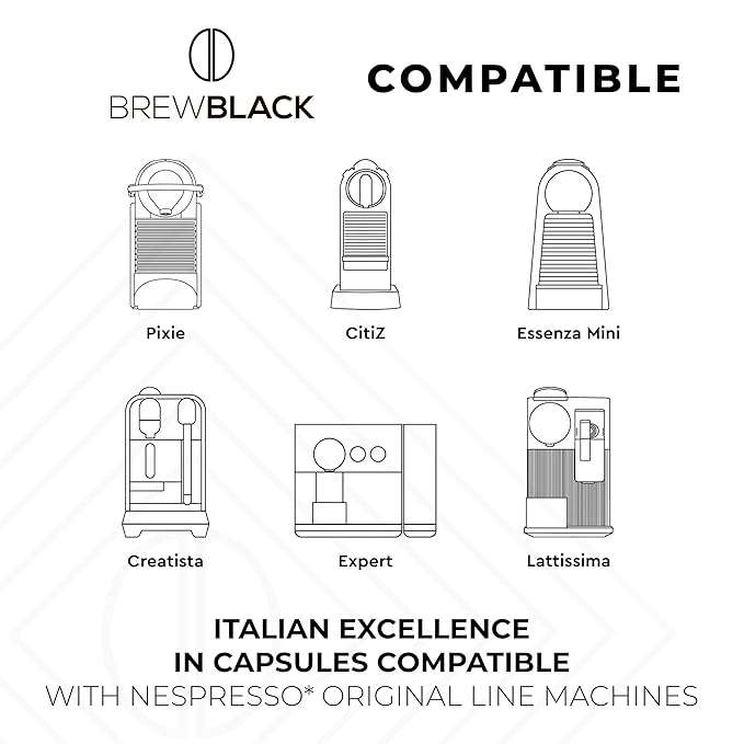 BrewBlack Ristretto Coffee Capsules - 120 Aluminum Coffee Pods Compatible with Nespresso Original