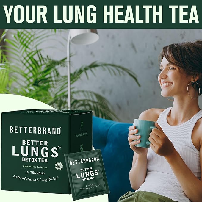 Betterbrand Mullein Tea Bags for Lungs ??Herbal Tea for Respiratory Support ??Caffeine-Free Loose