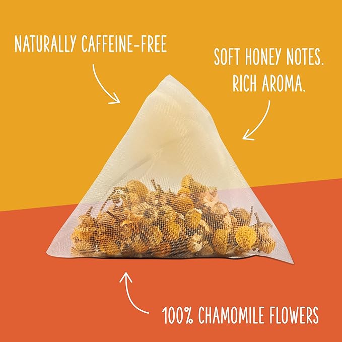 Two Leaves and a Bud Organic Chamomile Herbal Tea Bags, Naturally Caffeine Free, Whole Leaf