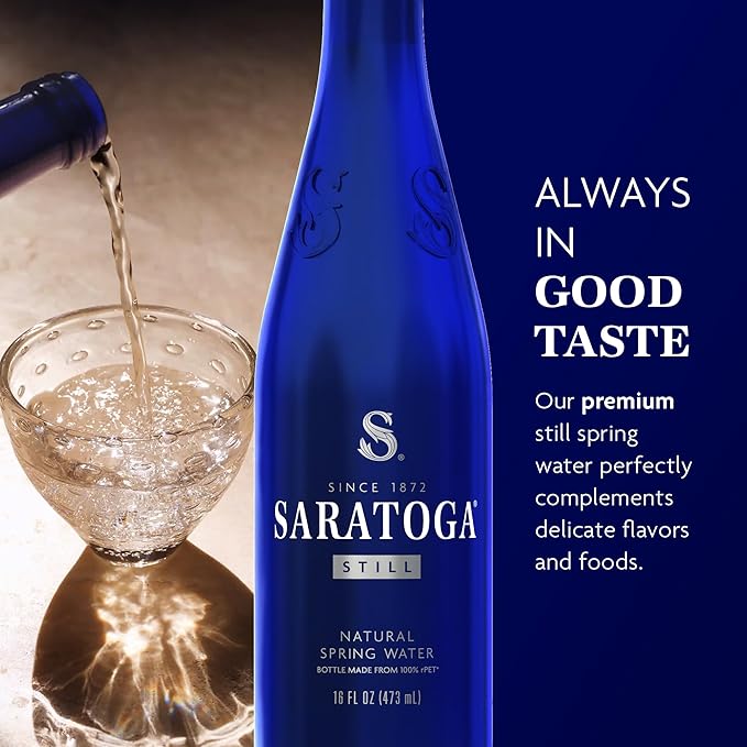 Saratoga Spring Water Bottles, 6 Pack - Still Bottled Water with Naturally Occurring Minerals