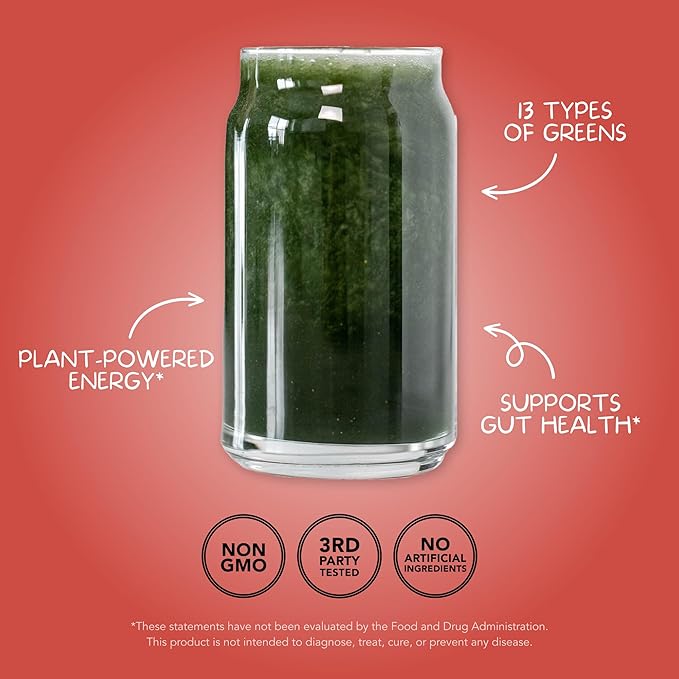 Clean Simple Eats Super Greens Powder, Naturally Flavored Greens Powder with Chlorella, Spirulina