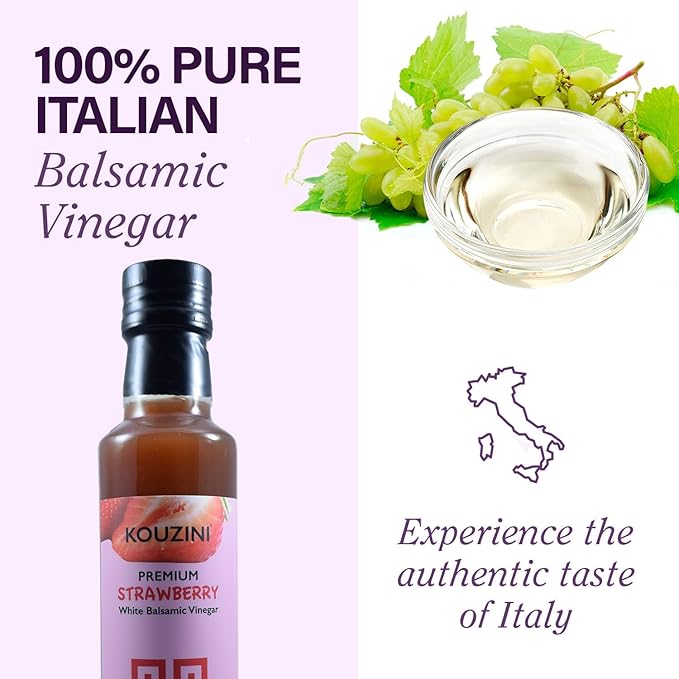 Kouzini Ultra Premium Strawberry Fruit White Balsamic Vinegar, Aged Balsamic Vinegars from Modena