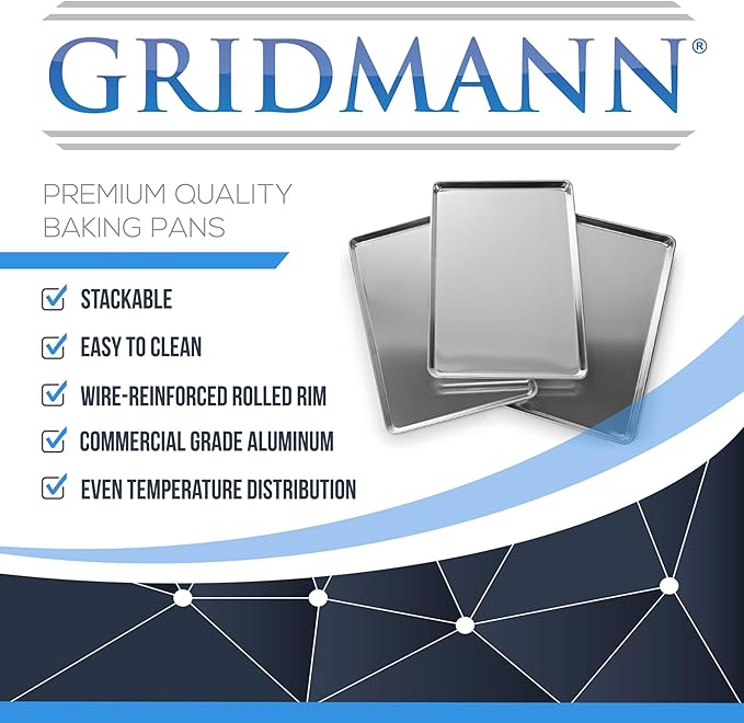 GRIDMANN 13" x 18" Commercial Grade Perforated Aluminum Baking Sheet Pan, Half Size Baking Tray - 6