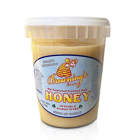Browning's 40 oz Creamed Raw Clover Honey | 100% Pure, Natural & Unfiltered | Premium Old-Fashioned