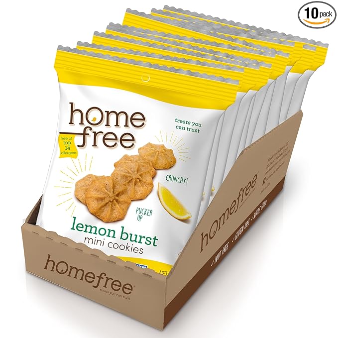 Homefree Treats You Can Trust Gluten Free Mini Cookies, Single Serve, Lemon Burst, 1.0 Ounce (Pack