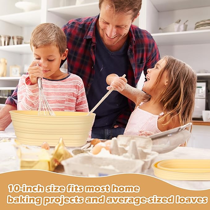 Nuogo 4 Pack Oval Bread Proofing Basket Silicone 10 Inch Collapsible Sourdough Bread Baking