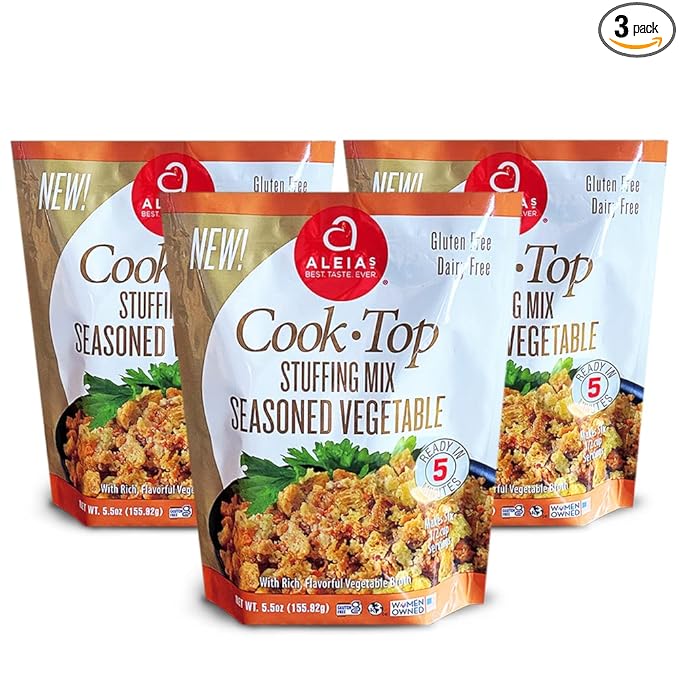 Aleia?셲 Gluten Free Cook Top Stuffing Mix ??Seasoned Vegetable, 5.5oz (3 Pack) ??Ready in 5 Minutes