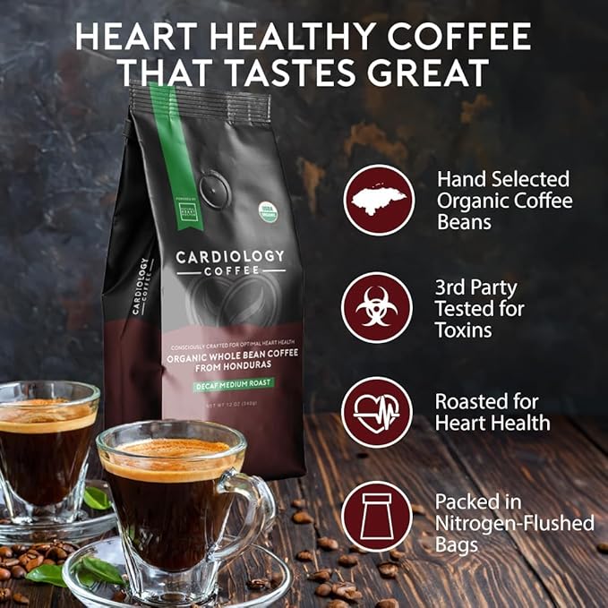 Cardiology Coffee ??Decaf Coffee Beans ??USDA Certified 12oz Premium Whole Bean Coffee Medium Roast