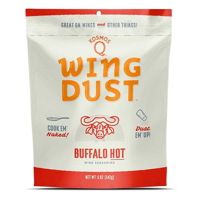 Kosmos Q Hot Buffalo Wing Dust, Spicy Chicken Wing Seasoning Powder for Wings, Popcorn, Fries &