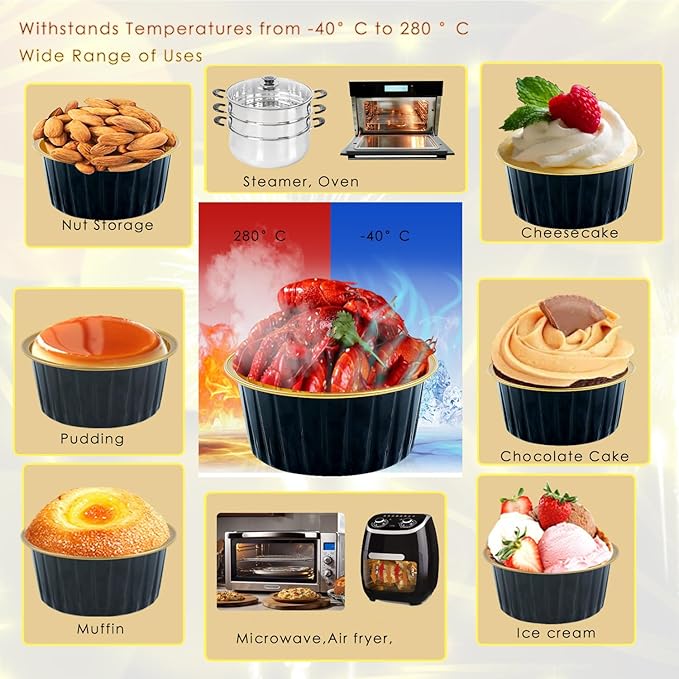 60 Pcs Mini Cake Pans with Lids,5oz Aluminum Foil Baking Cups Round Mini Disposable Ramekins 125ml
