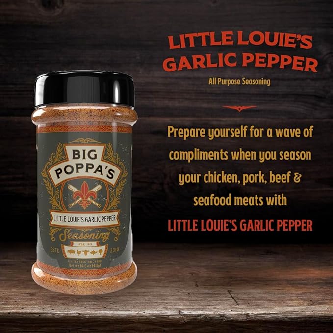 Big Poppa's Little Louie’s Garlic Salt with Black Pepper - Gluten-Free All Purpose Seasoning