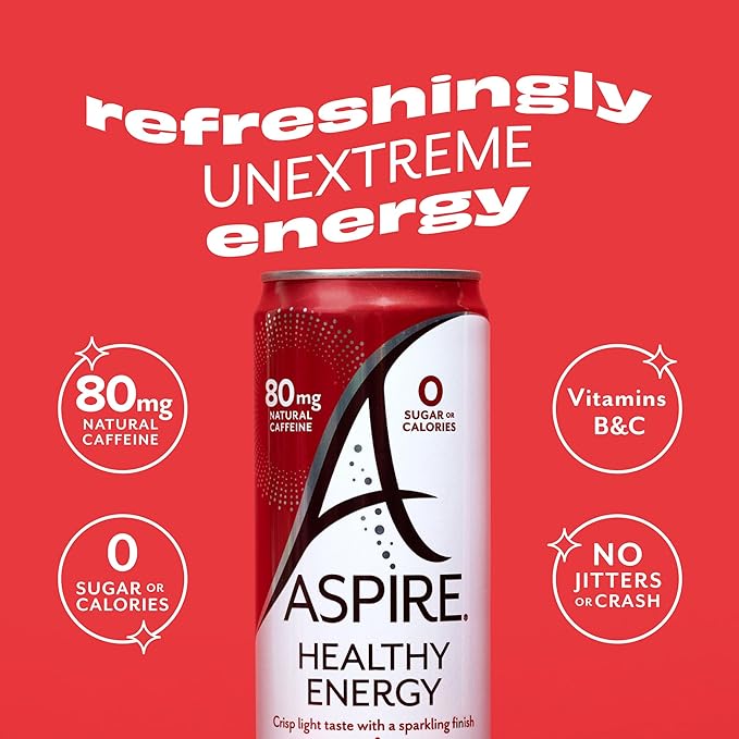 ASPIRE® Sweet Cherry, Healthy Energy Drink 80mg Natural Caffeine, Zero Sugar No Carbs Keto