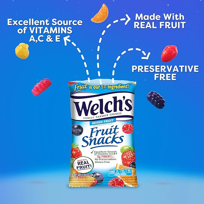 Welch's Fruit Snacks, Mixed Fruit, Great for School Lunches, Bulk Pack, Individual Single Serve