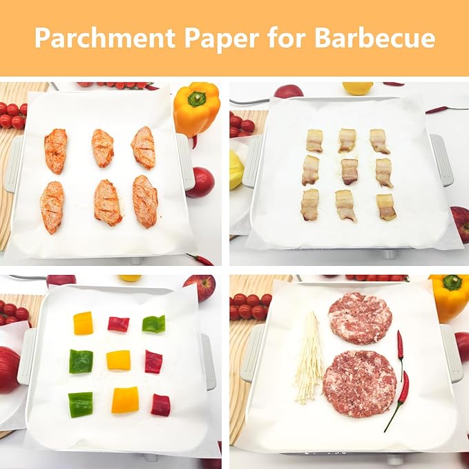 50Pcs 8x8 in Parchment Paper Sheets, White Parchment Paper for Baking, Square Baking Paper Sheets