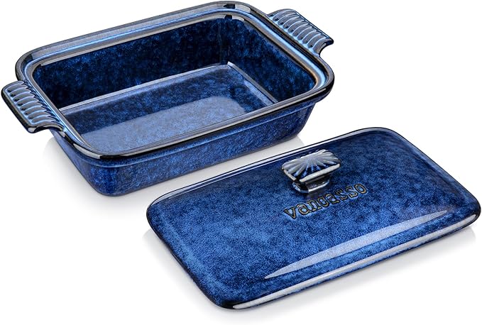vancasso Starry Casserole Dish With Lid, 1.9 Quart Deep Lasagna Pan Ceramic Bakeware Covered