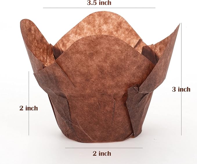 GOLDEN APPLE, 100 Pcs Tulip Cupcake Liner Lotus Parchment Baking Cup Muffin Tins Cups for Weddings