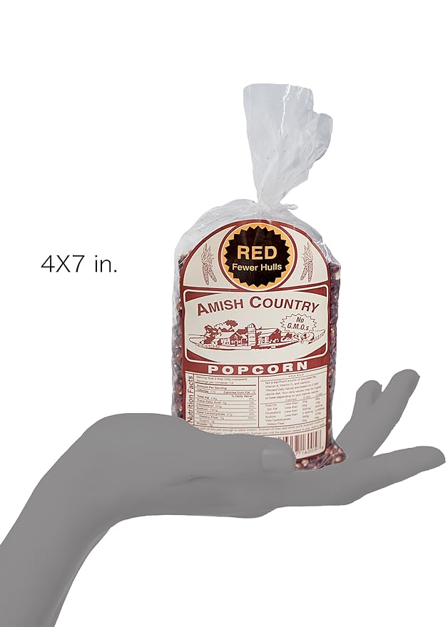 Amish Country Popcorn | 1 lbs Bag | Red Popcorn Kernels | Old Fashioned, Non-GMO and Gluten Free