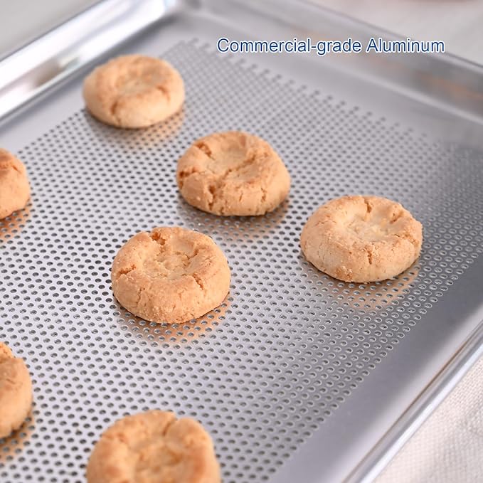 HARDURA Aluminum Perforated Baking Sheet Pan 18”L X 13”W X 1”H Cookie Sheet, 6Packs, For Oven in