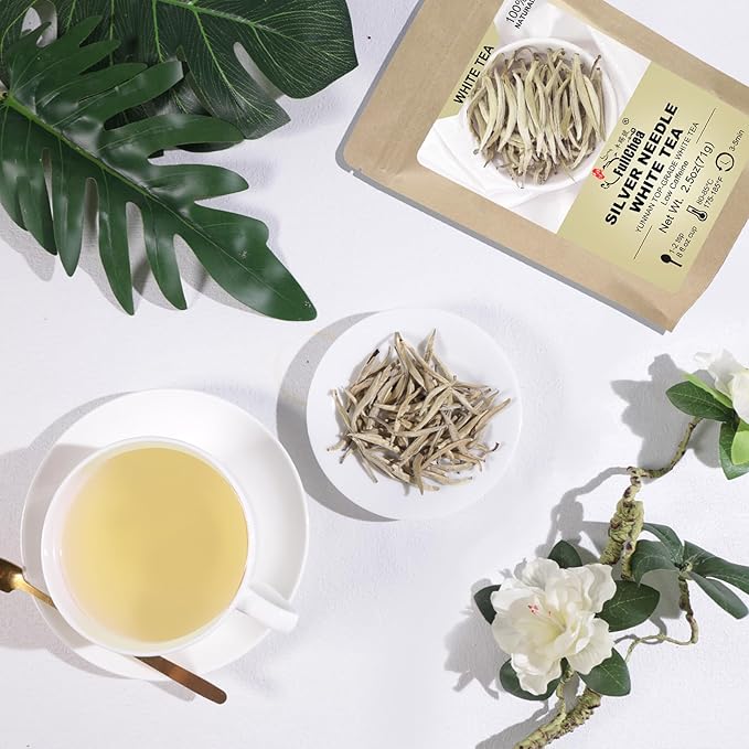 FullChea - White Tea Loose Leaf - Yunnan Silver Needle White Tea - Low Caffeine - Bai Hao Yin Zhen