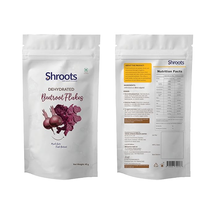 SHROOTS Organic Dried Beetroot Flakes ??Raw, Non-GMO, Natural Energy Boost, Vegan & Gluten-Free