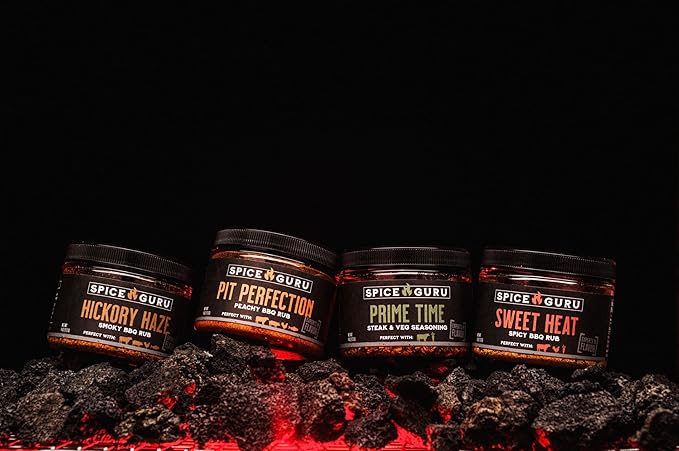Spice Guru BBQ Rub Set - 4 Flavor BBQ Seasoning/Rubs Great FathersDay Gifts for Dad or Husband