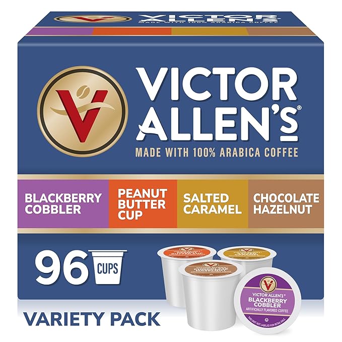 Victor Allen's Coffee Sweet and Salty Flavored Coffee Variety Pack 96 Count, Single Serve Coffee