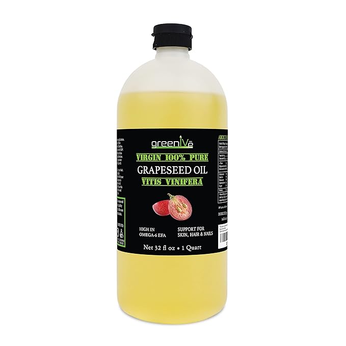 GreenIVe Grapeseed Oil Naturally Grown 100% Pure Cold Pressed Light Flavor High Tempurature Cooking