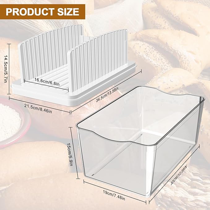 Upgrade Pull Out Bread Slicer for Homemade Bread with Bread Box, Foldable Bread Slicing