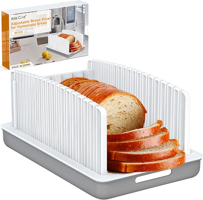 Upgrade Bread Slicer for Homemade Bread, Bread Slicer Guide Adjustable Width and Thickness