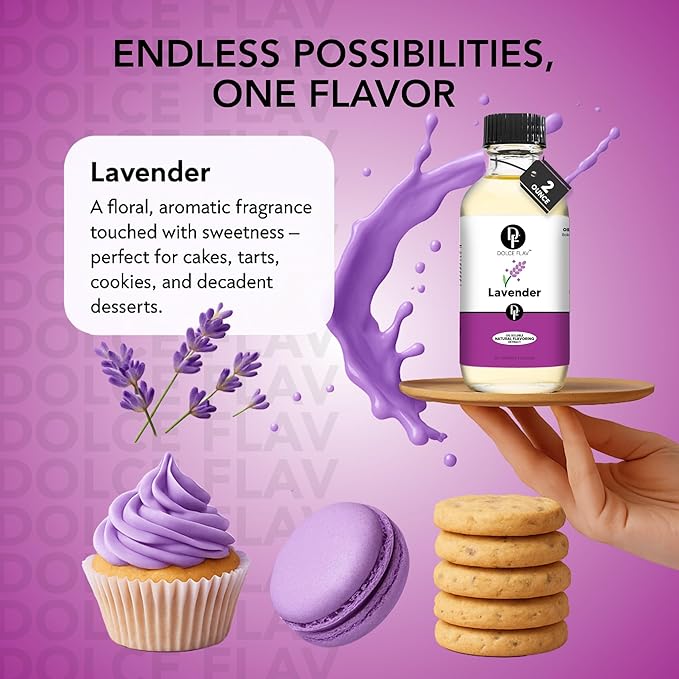 Dolce Flav Natural Lavender Extract ??2 Ounce Oil-Soluble Kosher, Sugar-Free, Concentrated Floral
