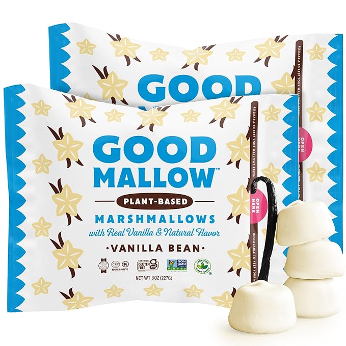 GoodMallow Vegan Marshmallows - Large Kosher Halal Gluten Free Dairy Free Healthy- Natural Gelatin