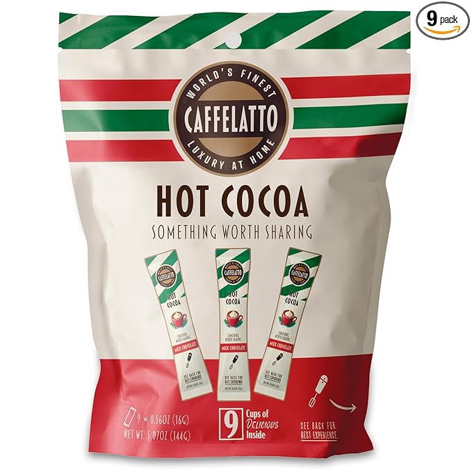 Caffelatto Milk Chocolate Hot Cocoa, Gourmet Single Serve Sticks, Made for Milk Frothers, Add Your