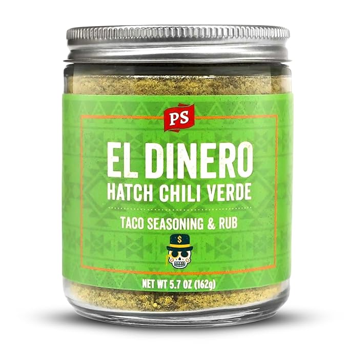 PS Seasoning El Dinero Taco Seasoning Mix - Hatch Chili Verde and Jalapeno Blend, Dry BBQ Rub for