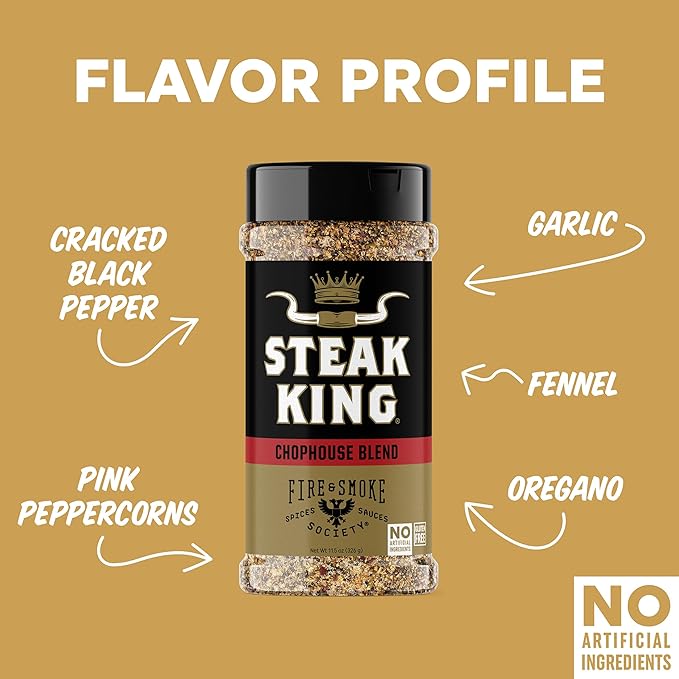 Fire & Smoke Society Steak King Steak Seasoning | BBQ Rubs for Smoking and Grilling Meat | Filet