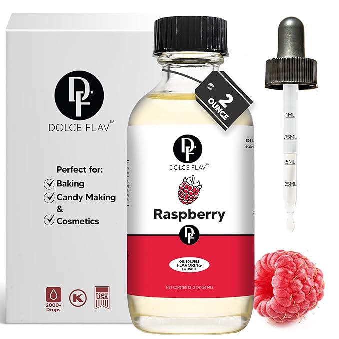 Dolce Flav Raspberry Extract ??2 Ounce Oil-Soluble Kosher, Sugar-Free, Concentrated Raspberry