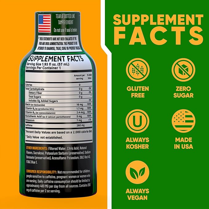 B12 Overload Extra Strength Energy Shot ??Grape ??260mg Caffeine, 14000% B12, Electrolytes ??Energy
