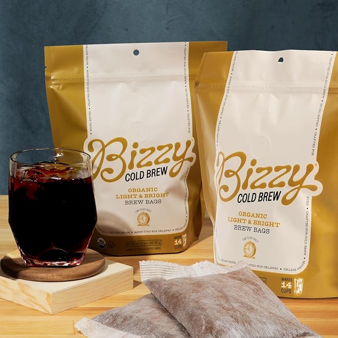 Bizzy Organic Cold Brew Coffee | Light & Bright Blend | Coarse Ground Coffee | Light Roast | Micro