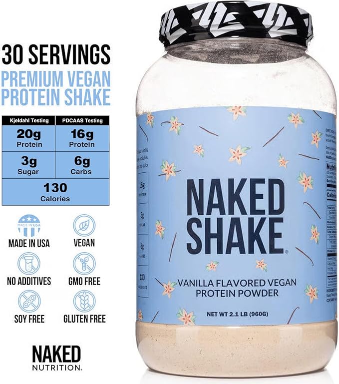 NAKED Shake - Vanilla Protein Powder - Plant Based Protein Shake with Mct Oil, Gluten-Free
