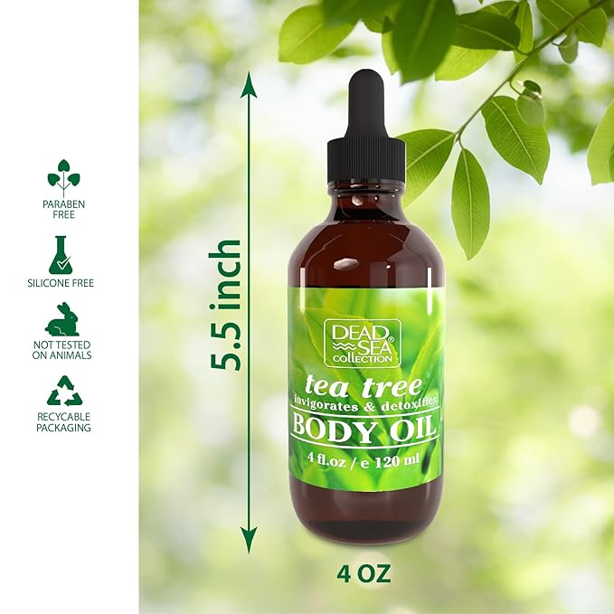 Dead Sea Collection Body Oil with Tea Tree-Dry Skin Moisturizer and Hydrating Massage - Nourishing