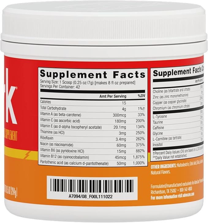 AdvoCare Spark Vitamin & Amino Acid Supplement - Focus & Energy Drink Powder Mix with Vitamin A