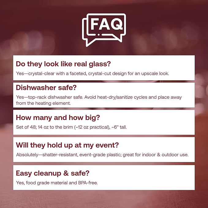 Smarty Had A Party 14 oz Plastic Wine Glasses Pack of 48, Unbreakable Crystal Clear Glasses for