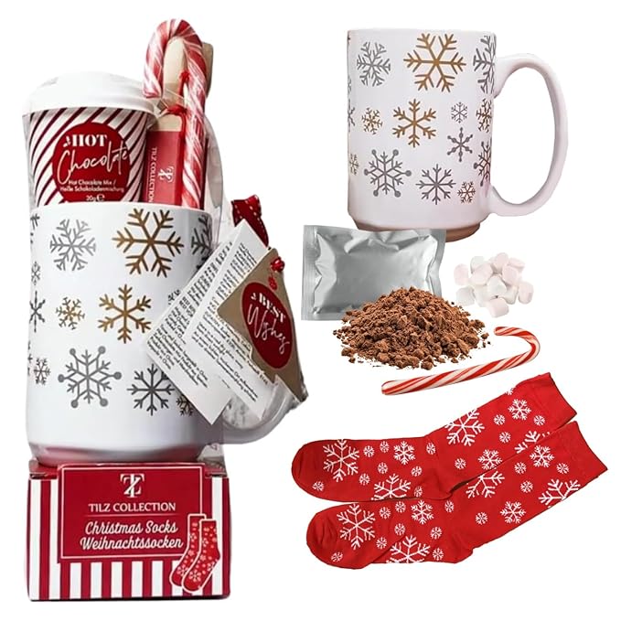 Hot Chocolate Gift Set With Mug - Hot Chocolate Set With Hot Chocolate Sachets - Mini Marshmallows