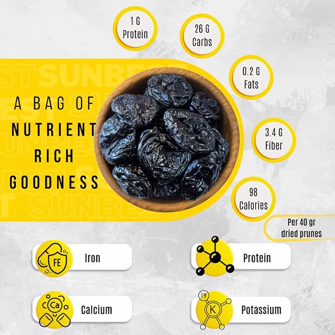 Sunbest Natural Jumbo Pitted Prunes – 5 lb Bulk Bag (80 oz) – Tender, Juicy & Nutrient-Rich Dried